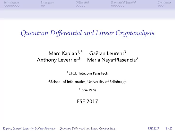 quantum difgerential and linear cryptanalysis