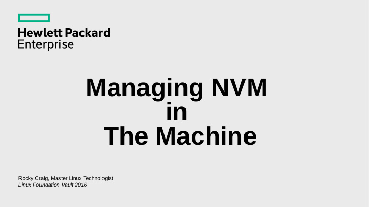 managing nvm in the machine