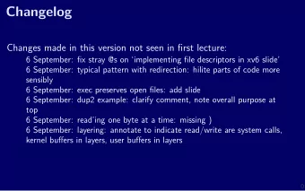 Changelog  Changes made in this version not seen in fjrst lecture:  6 September: fjx stray @s on