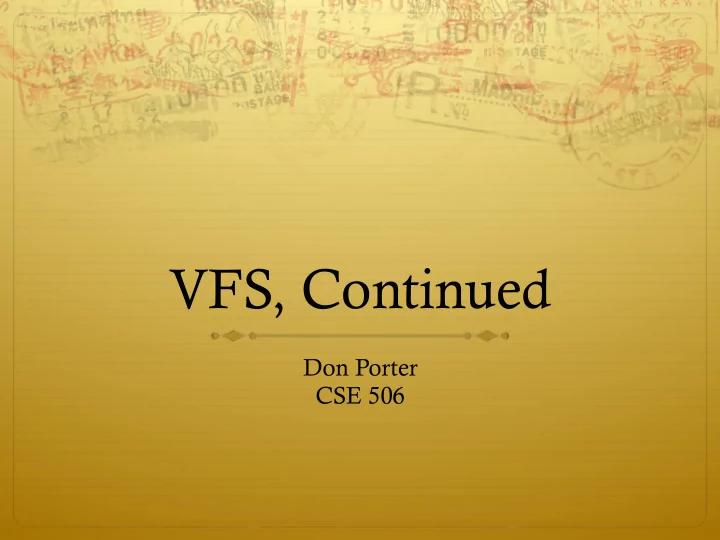 vfs continued