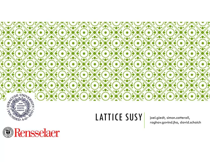 lattice susy