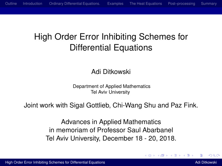 high order error inhibiting schemes for differential