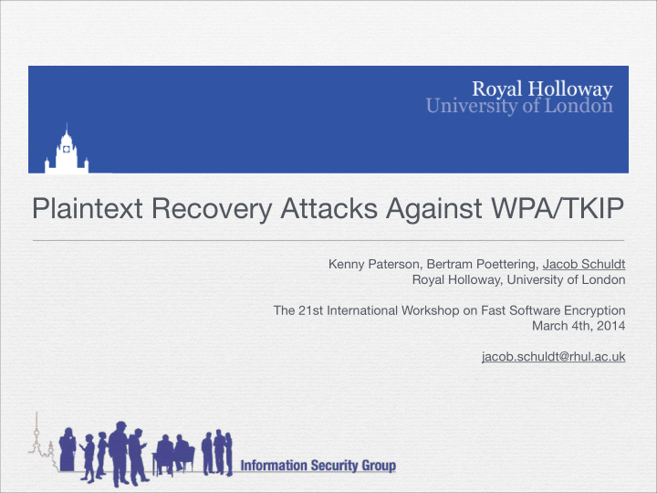 plaintext recovery attacks against wpa tkip