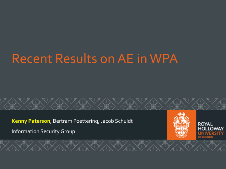 recent results on ae in wpa