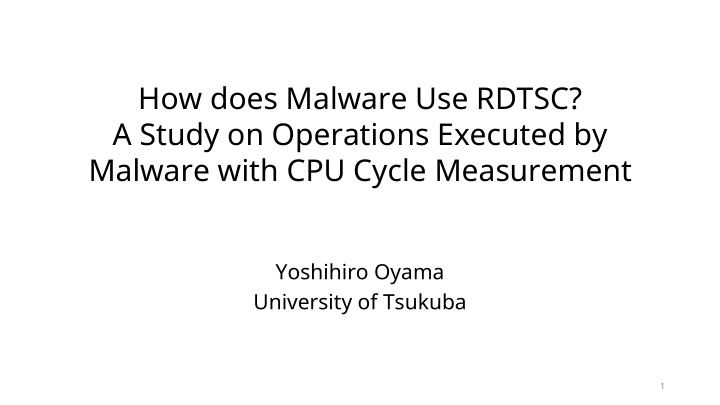 how does malware use rdtsc a study on operations executed