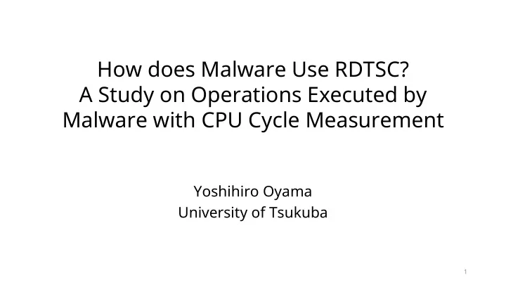 how does malware use rdtsc a study on operations executed