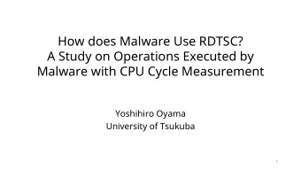 How does Malware Use RDTSC?  A Study on Operations Executed by  Malware with CPU Cycle Measurement