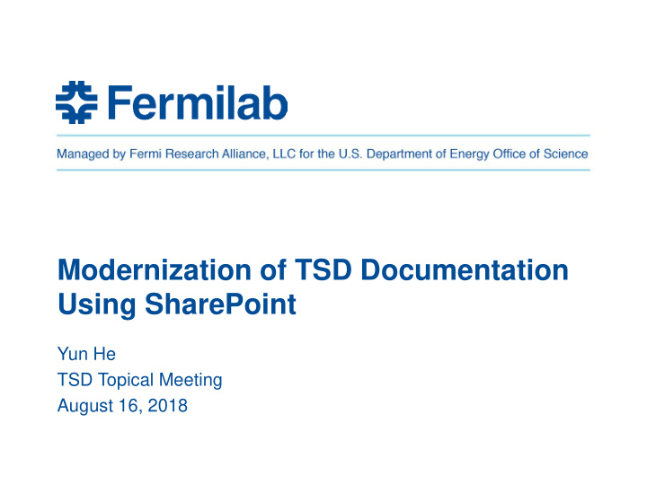 modernization of tsd documentation using sharepoint