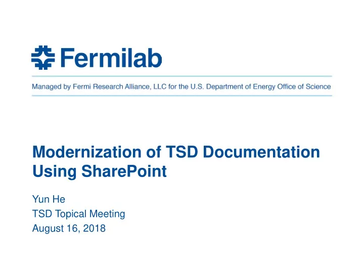 modernization of tsd documentation using sharepoint