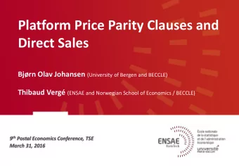 Direct Sales Bjrn Olav Johansen (University of Bergen and BECCLE) Thibaud Verg (ENSAE and