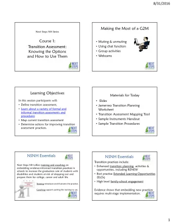 Making the Most of a G2M  Next Steps NH Series  Course 1:  Muting &amp; unmuting  Transition