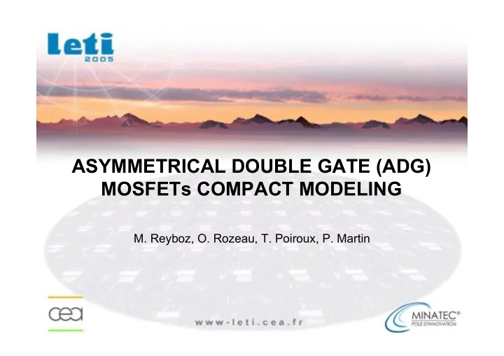 asymmetrical double gate adg mosfets compact modeling