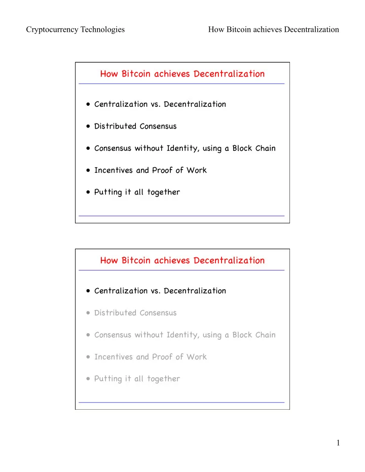 how bitcoin achieves decentralization