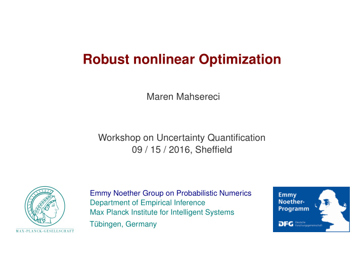 robust nonlinear optimization