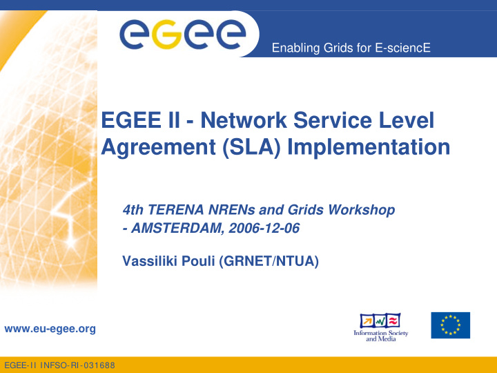 egee ii network service level agreement sla implementation