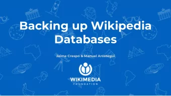 Backing up Wikipedia  Databases  Jaime Crespo &amp; Manuel Arstegui  Data Persistence  Subteam,