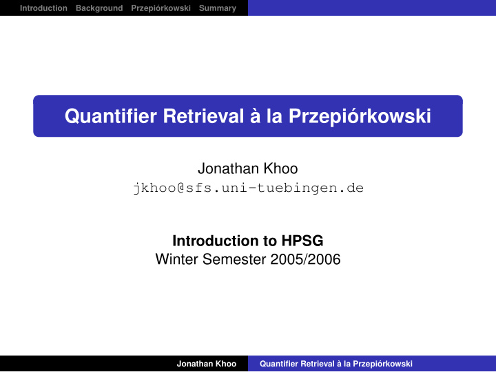 quantifier retrieval la przepi rkowski