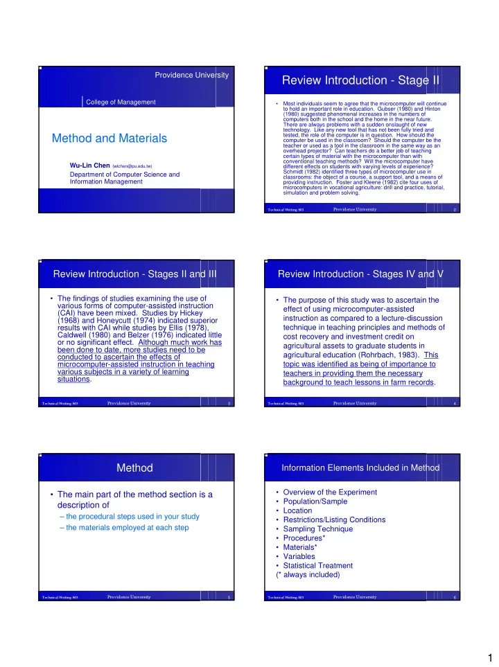 review introduction stage ii