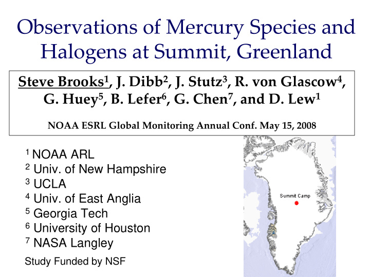 observations of mercury species and halogens at summit