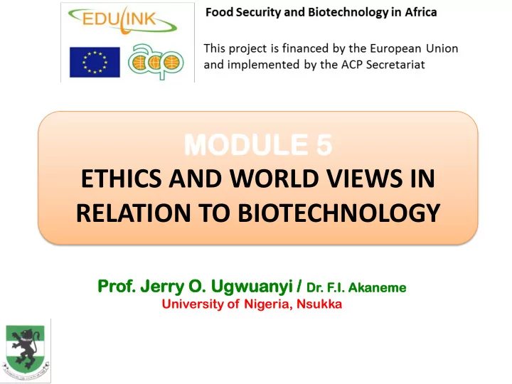 ethics and world views in