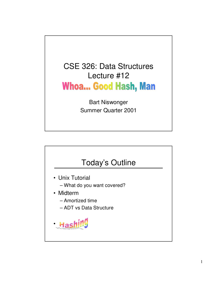 cse 326 data structures lecture 12