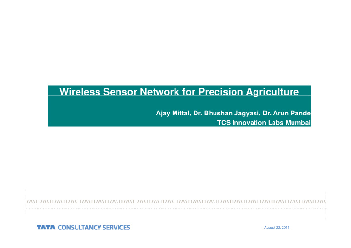 wireless sensor network for precision agriculture g