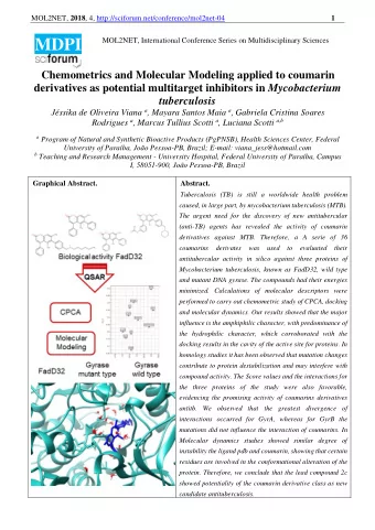 MOL2NET, 2018 , 4, http://sciforum.net/conference/mol2net-04  2 Introduction Tuberculosis (TB),