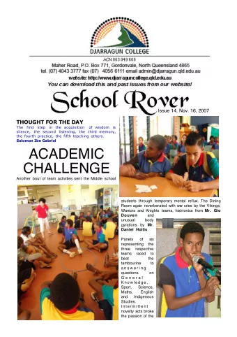 ACADEMIC  CHALLENGE  Another bout of team activities sent the Middle school  students through