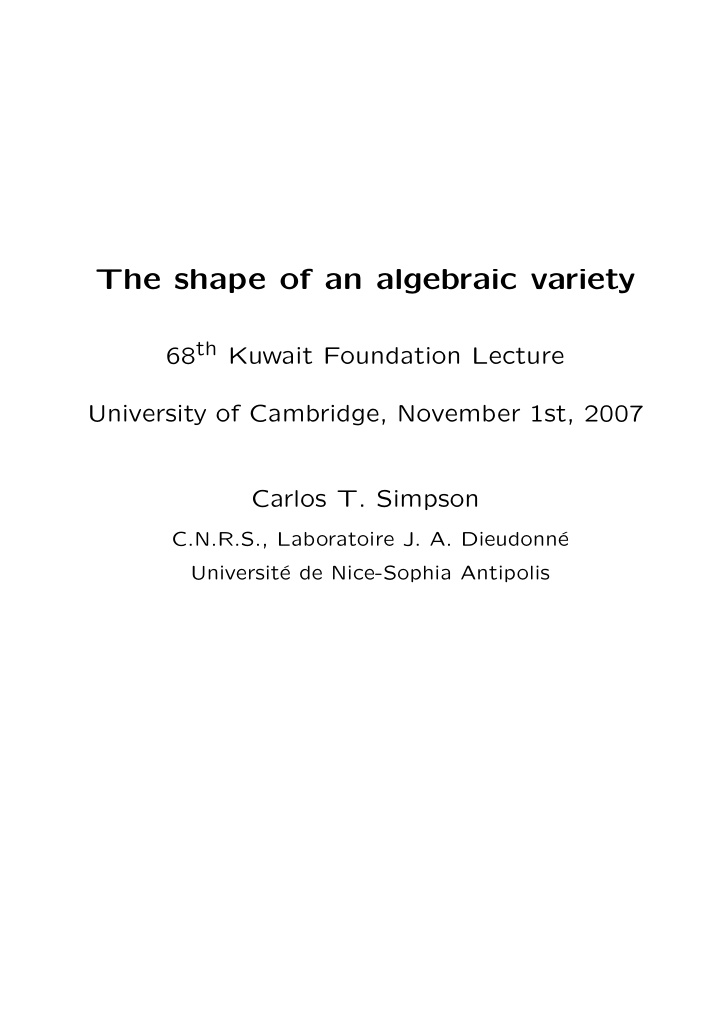 the shape of an algebraic variety