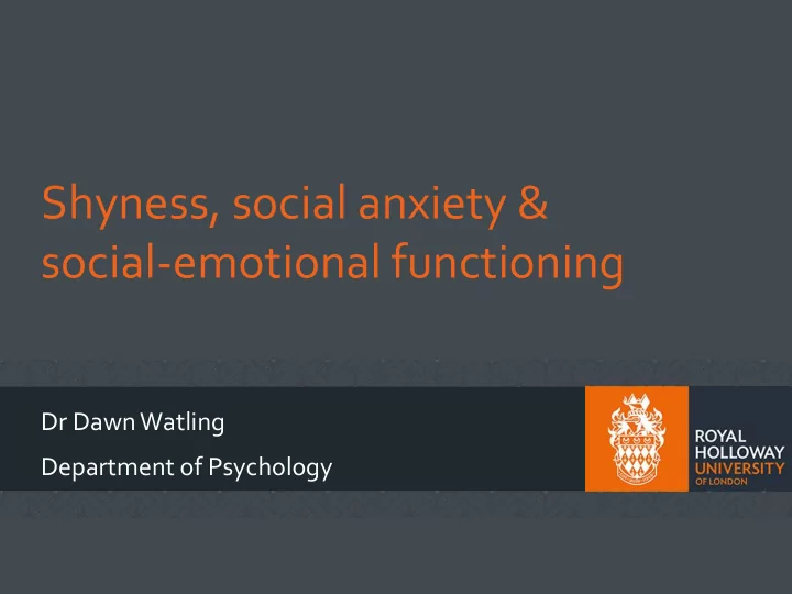 social emotional functioning