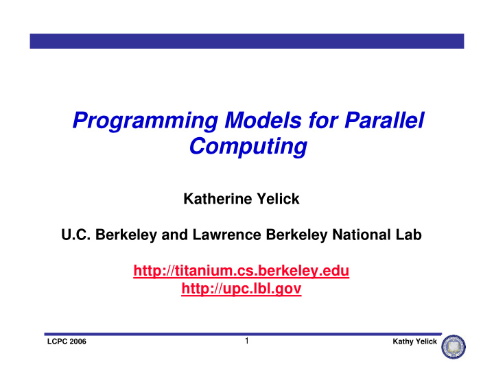 programming models for parallel computing