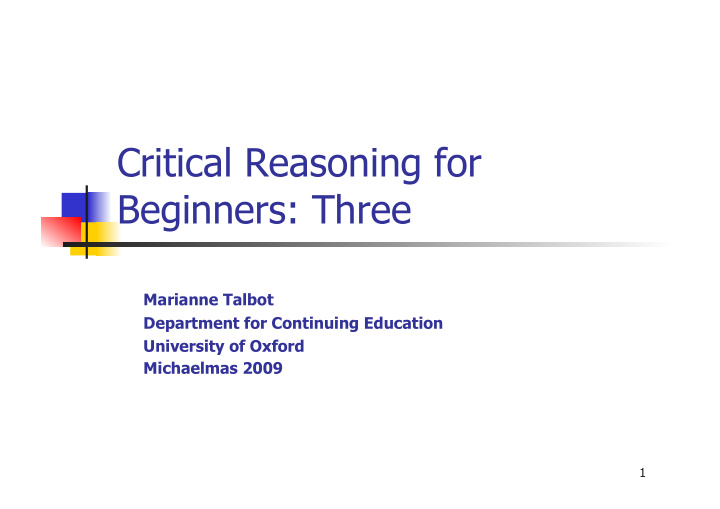 critical reasoning for beginners three