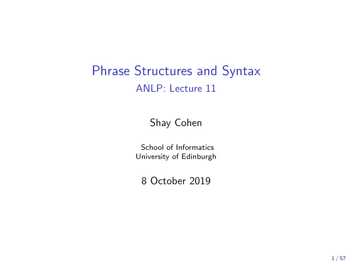 phrase structures and syntax