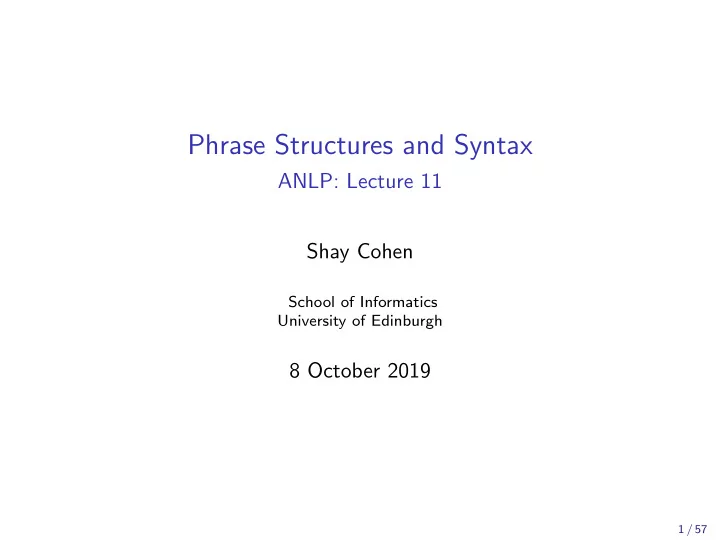 phrase structures and syntax