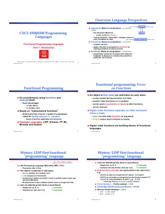 Overview Language Perspectives  Input  Processor  Output ! Imperative: Mode of computation - a