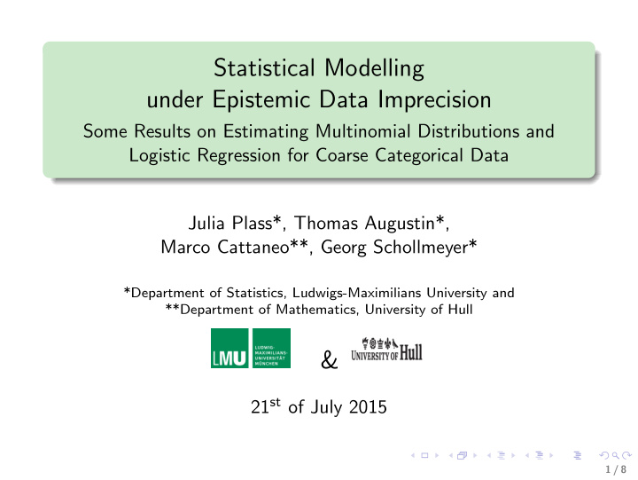 statistical modelling under epistemic data imprecision
