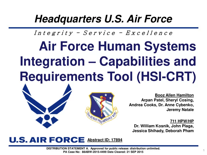 air force human systems integration capabilities and