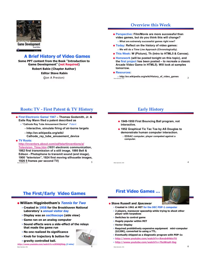 overview this week