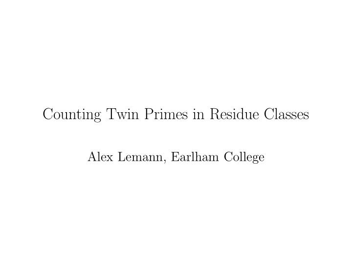 counting twin primes in residue classes
