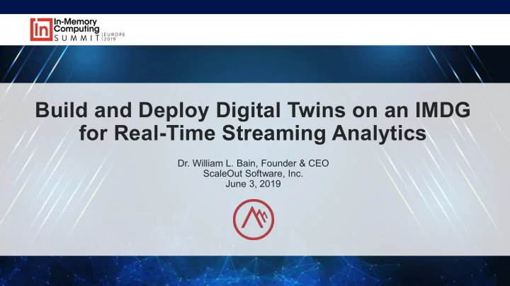 build and deploy digital twins on an imdg for real time