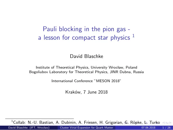 pauli blocking in the pion gas