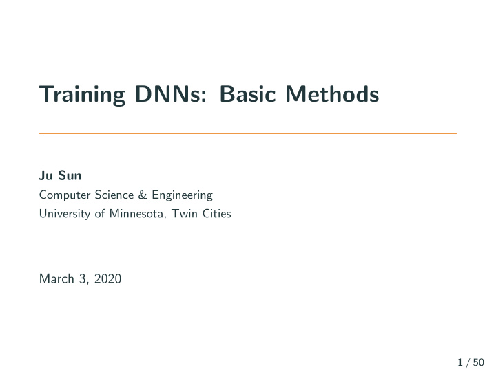 training dnns basic methods