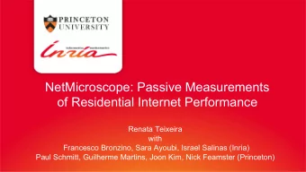 NetMicroscope: Passive Measurements  of Residential Internet Performance  Renata Teixeira  with