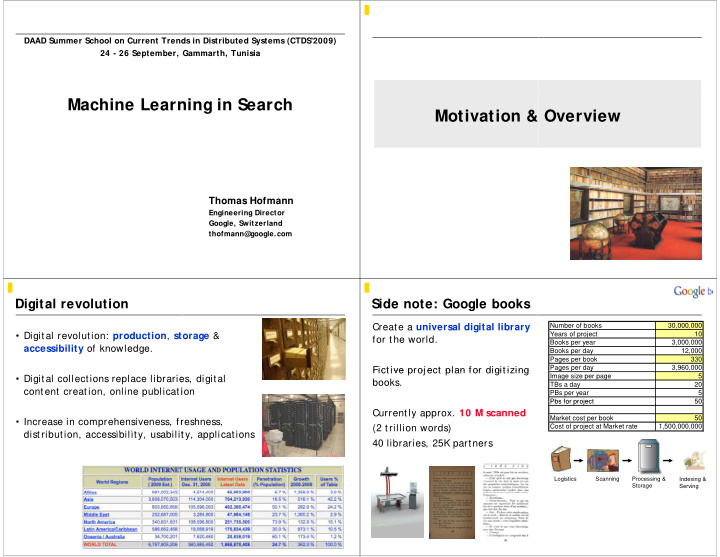 machine learn ning in search motivation overview