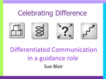 Differentiated Communication  in a guidance role  Sue Blair  The Plan  What is Temperament?