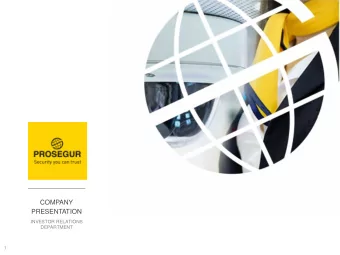 COMPANY  PRESENTATION  INVESTOR RELATIONS  DEPARTMENT  1  DISCLAIMER  This presentation contains