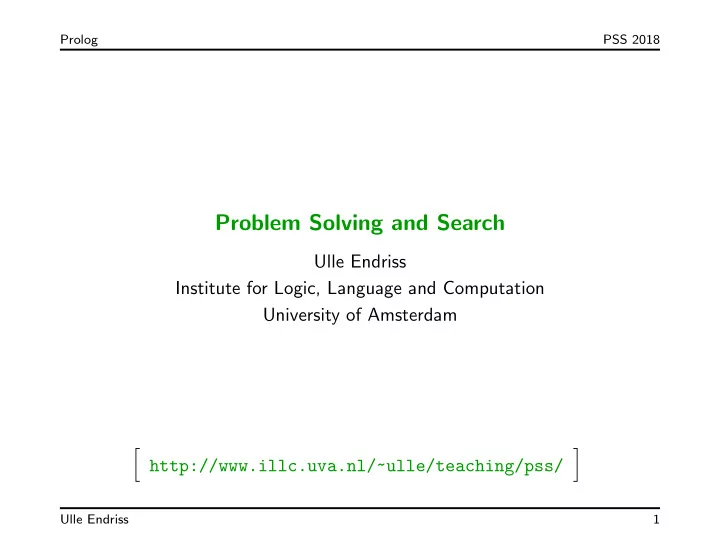 problem solving and search