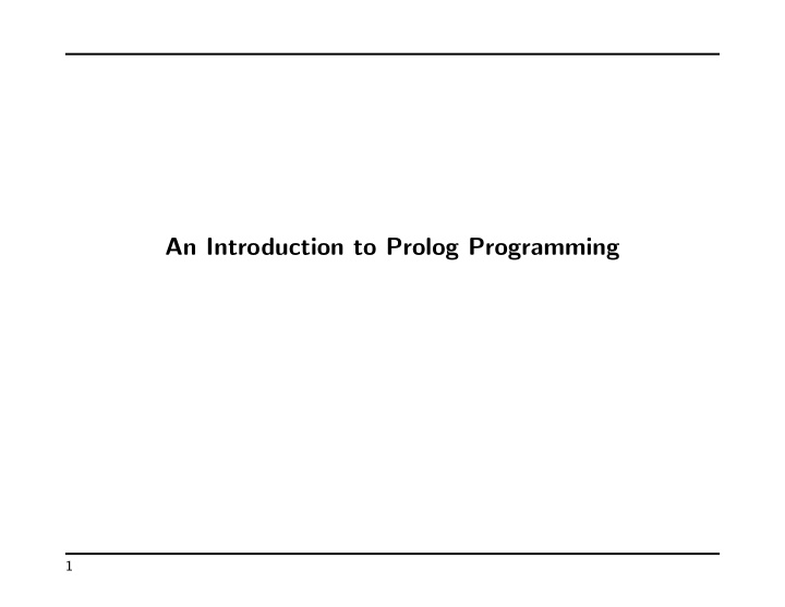an introduction to prolog programming