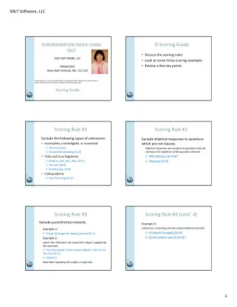 SI Scoring Guide SUBORDINATION INDEX USING  SALT  Discuss the scoring rules SALT SOFTWARE, LLC