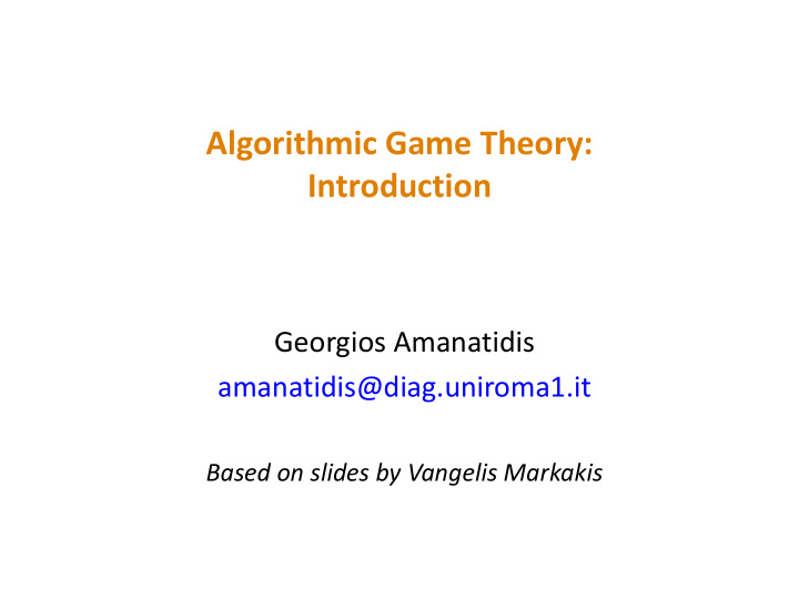 algorithmic game theory introduction